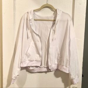 White zip up sweater